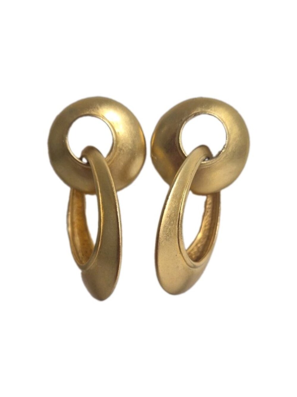 Vintage Erwin Pearl old Tone matte door Knocker Clip on Earrings Approx 2.5"